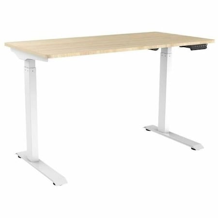 Monoprice SIT-STAND DESK W/ WOOD TOP WHITE BASE; NATURAL TOP 42764
