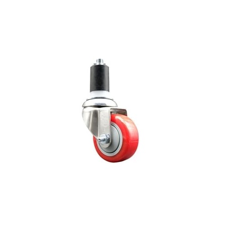 Service Caster 3 Inch 316SS Red Polyurethane Wheel Swivel 1-5/8 Inch Expanding Stem Caster SCC-SS316EX20S314-PPUB-RED-158