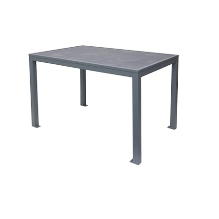Bfm Seating Surf Inlay 4-Leg Bolt-Down Table 32x48 - Pietro Top - Soft Gray Frame - Umbrella hole optional PH4L3248PRSG