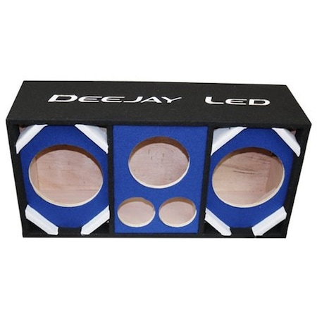 Deejay Led Two 8-in Woofers plus Two Tweeters and One Horn BLUE Empty Chuchera Speaker Enclosure D8T2H1BLUE