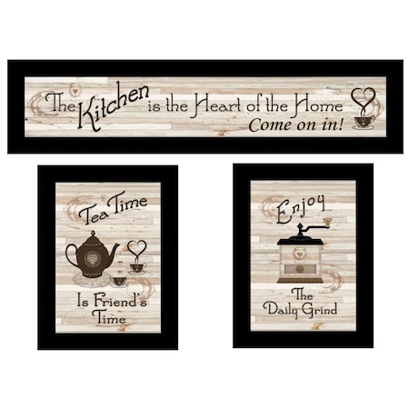 Homeroots Set Of Three Kitchen Friendship Collection III 3 Black Framed Print Kitchen Wall Art, 3PK 405948