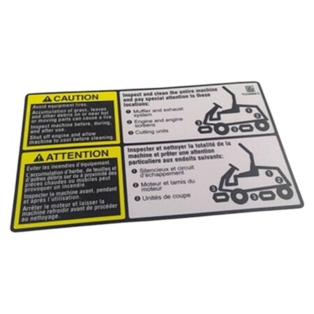 John Deere LABEL CLEANOUT ENGLISH/FR, JOHN DEERE OEM TCU39698 TCU39698
