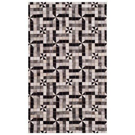 Safavieh Studio Leather Hand Woven Small Rectangle RugGrey & Black 4 x 6 ft. STL402A-4
