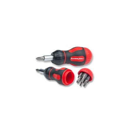 Cable Wholesale Platinum Tools 8-in-1 Ratcheted Stubby Screwdriver, Clamshell 19120C