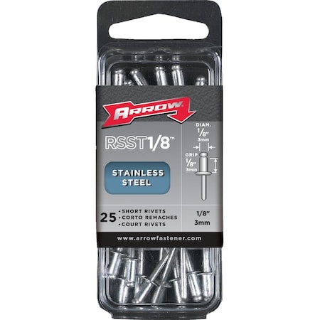 Arrow Lock 1/8'' x 1/4'' Stainless Steel Rivet, 25-Count RMST1/8