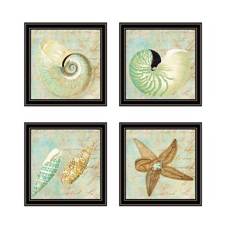 Homeroots Set Of Four Ocean 1 Black Framed Print Wall Art, 4PK 408057
