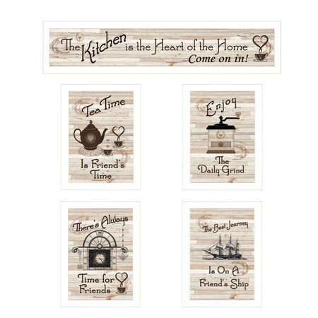 Homeroots Set Of Five Kitchen Friendship Collection II 4 White Framed Print Kitchen Wall Art, 5PK 405945