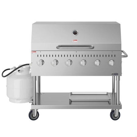 Koolmore 48 in. Commercial Outdoor Propane Gas Grill with Roll Dome Cover, ETL Listed in Stainless-Steel CGKIT4-48D