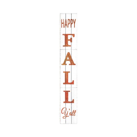 Homeroots 72in White And Orange Solid Wood Happy Fall Porch Sign 634308