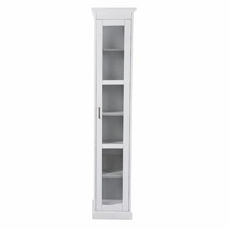 Homeroots White Cornice Molding Curio with Glass Door 401664