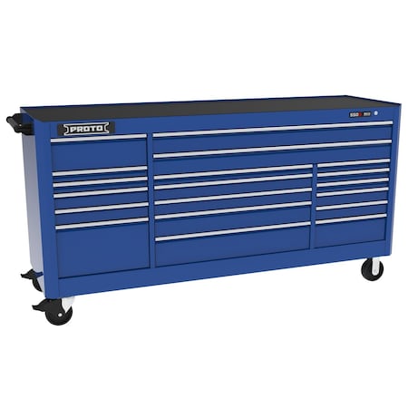 Proto 550 Series Rolling Tool Cabinet, 19 Drawer, Blue, 88 in W x 27 in D x 46 in H J558846B-19BL