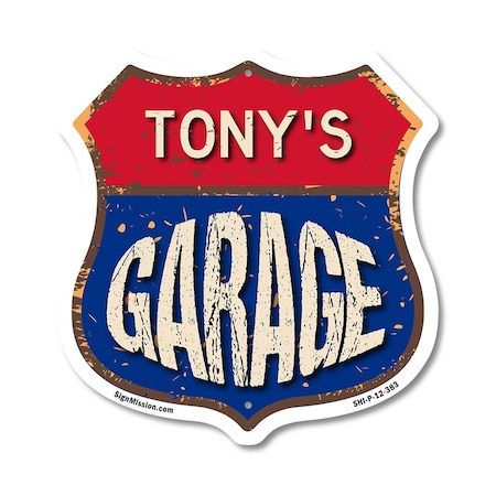 Signmission Tony's Garage, 12 Inch X 12 Inch, Plastic Sign SHI-P-12-383-TONY