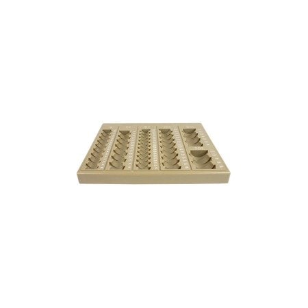 Controltek 6-Denomination Self Counting Loose Coin Tray, 6 Coin Compartment(s), Tan, Plastic 500023
