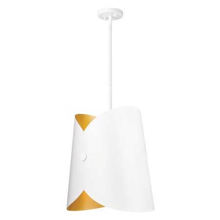 Z-Lite Salone 1 Light Pendant, Matte White/Matte White Outer, Gold Inner, 18 In W x 19.5 In H 1951P18-MW