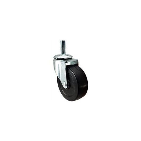 Casterhq 2-1/2'' Swivel Stem Caster, Black Hard Rubber Wheel, Threaded Stem 3/8''-16 x 1'', 100 lbs Cap 01CS2578HR80-31