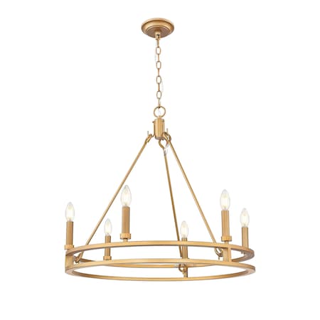 Z-Lite Dennison 6-Light Chandelier, 27.5 in W, Signature Brass 4005-6SBR