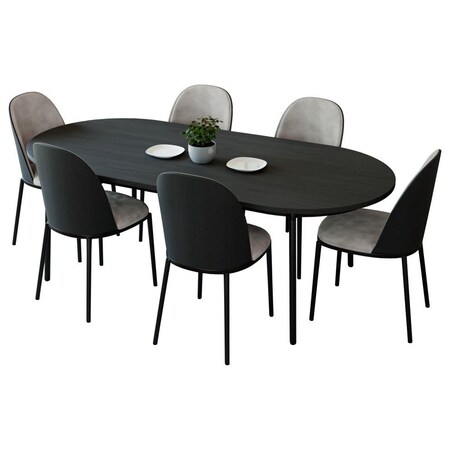Leisuremod 70.9 in W, 29.5 in L, Manufactured Wood/Steel/Suede Fabric, Black/Charcoal TT70-CBL18-CH