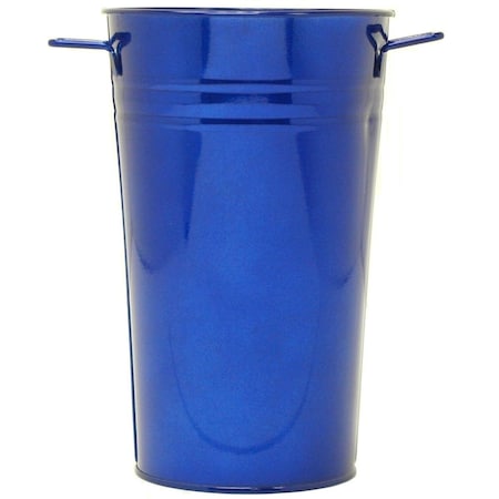 Esteras Tikar 7 in. dia. x 12 in. Enameled Galvanized Vase, Glazed Blue ES2991694