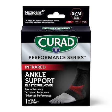 Medline CURAD Performance Series Infrared Elastic Ankle Support, Size S/M CURIM2611SMHH