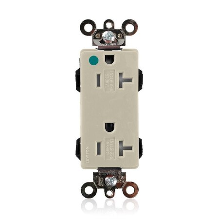 Leviton Straight Blade Receptacle, 5-20R, 20 A, 125V AC, Flush Mount, Self-Grounded MT163-HGI
