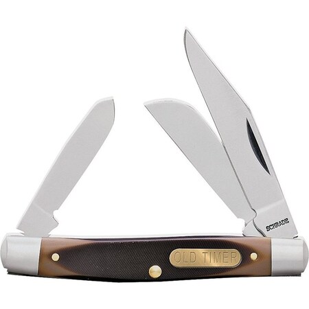 Old Timer Folding Pocket Knife, Clip Point, Sheep Foot and Spey with Nail Pull Blade 34OT