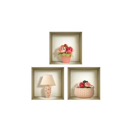 Homeroots Set of Three Lil Faux Niche 3D Peel and Stick Wall Decals, 3PK 565399
