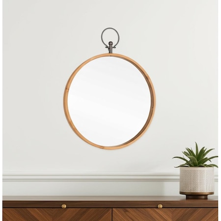 Homeroots 30" Bronze Round Metal Framed Accent Mirror 574041