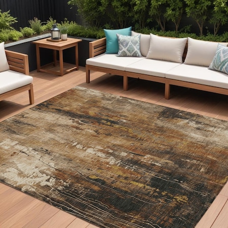 Homeroots 9' X 12' Taupe Gray And Ivory Abstract Washable Indoor Outdoor Area Rug 617678