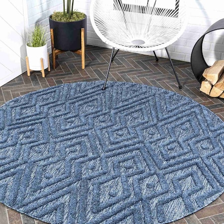 Jonathan Y Balansat Moroccan Diamond Navy 5 ft Round Indoor/Outdoor Area Rug IBZ100B-5R