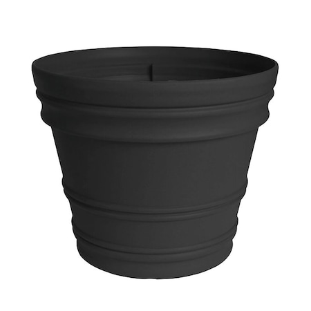 Bloem Rim Planter, 14.7 in H, 16.6 in W, Plastic, Black RR1600