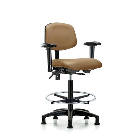 Blue Ridge Ergonomics Chair, Poly, Med Bench, Chrome Tilt CF Glid, 6-Way Adjustable, 26" to 35" Height, Taupe BR-VHBCH-RG-T1-A1-CF-RG-8584