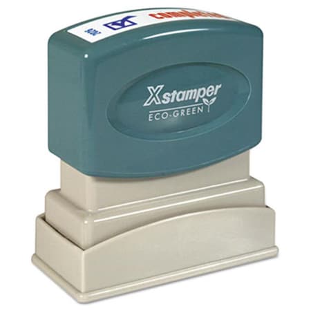 Xstamper. Eco-Green Two-Color Title Stamp- COMPLETED- Blue-Red 2026