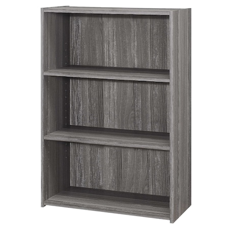 Homeroots Gray Wood Adjustable Three Tier Bookcase 355731