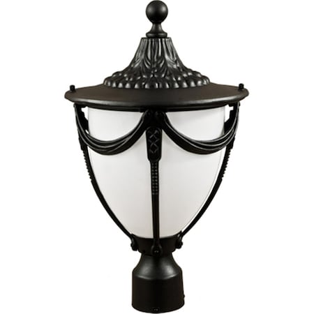 Intense Powder Coated Cast Aluminum Post Top Light Fixture, Black - 19 x 11.31 x 11.31 in. IN2939458