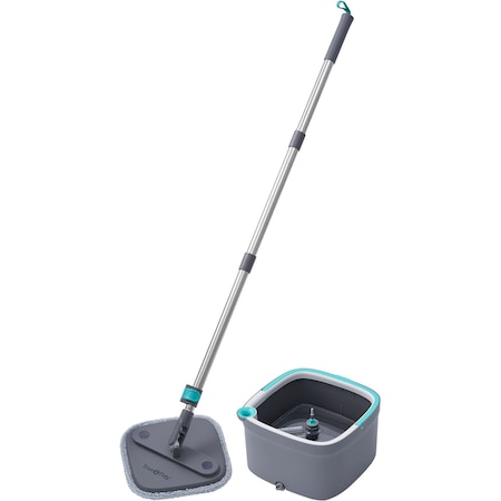 True & Tidy TrueClean Mop and Bucket System in Gray SPIN-800 GRAY