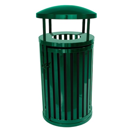 Ex-Cell Kaiser 45 Gallon Covered Trash Can with Gate, Green SCTP-40 D HGR