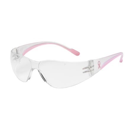 Bouton Optical Rimless Safety Glasses w/Clear / Pink Temple, Clear Lens and Anti-Scratch / Anti-Fog Coating 250-11-0920