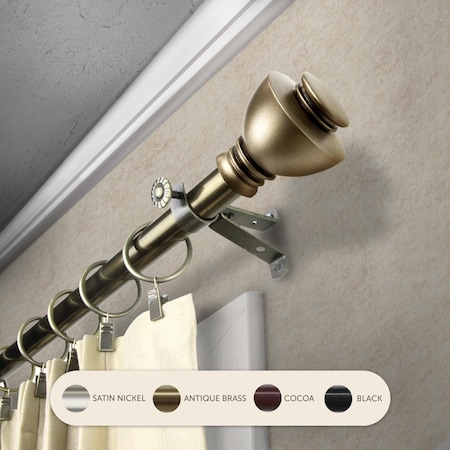 Central Design 0.8125 in. Kingsly Curtain Rod with 66 to 120 in. Extension, Antique Brass 4886-664