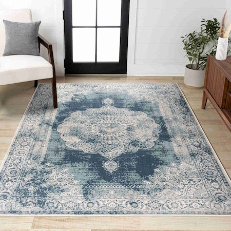 Jonathan Y Rosalia Cottage Medallion Ivory/Blue 8 ft. x 10 ft. Area Rug MDP403G-8