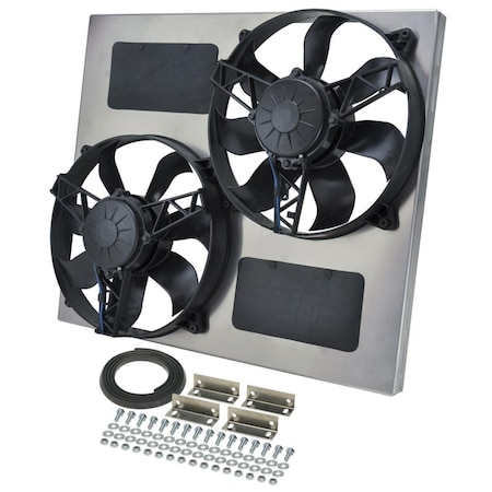 Derale 16830 19 x 22.25 in. Dual RAD Fan with Aluminum Shroud Assembly DER16830