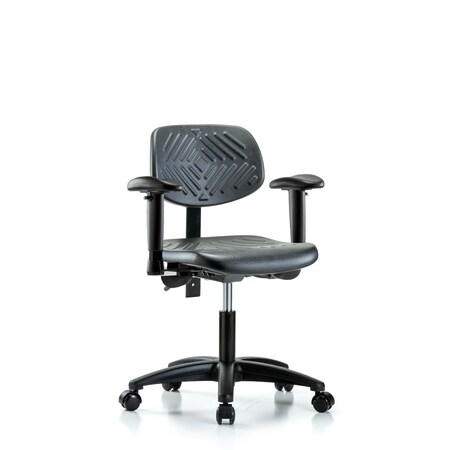 Blue Ridge Ergonomics Desk Chair Desk Chair, Poly, Adj Arms Casters, Adjustable Arms, 17" to 22" Height, Black; Blue BR-PDHCH-RG-T0-A1-RC