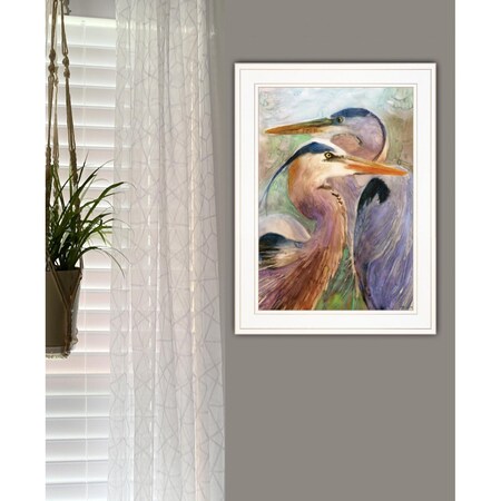 Homeroots Blue Heron Duet 1 White Framed Print Wall Art 407860
