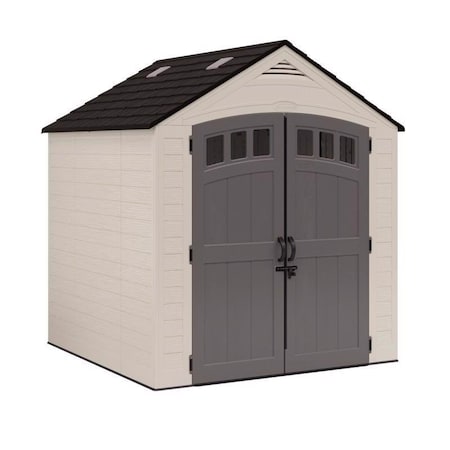 Suncast Cloverdale 7 ft. x 7 ft. Resin Horizontal Peak Storage Shed with Floor Kit BMS7727
