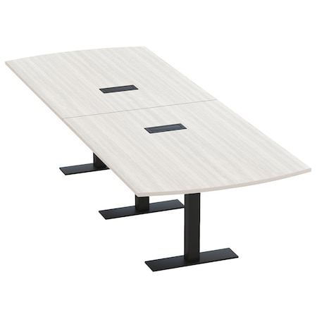 Skutchi Designs 12ft Arc Rectangle Conference Table With Power | Harmony Series | 12 Person Meeting Room Table HAR-AREC-48X144-T.BK-WA7976-EBLK