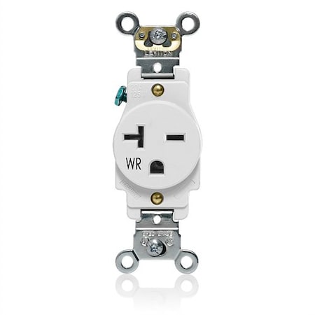 Leviton Single Receptacle Outlet, 20A, White, 250V W5461-W
