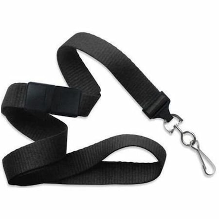 Brady LANYARD STANDARD, BLACK, 5/8in FLAT WOVEN BREAK-AWAY LANYARD W/NICKEL PLATED STEEL SWIVEL HOOK 2138-5001