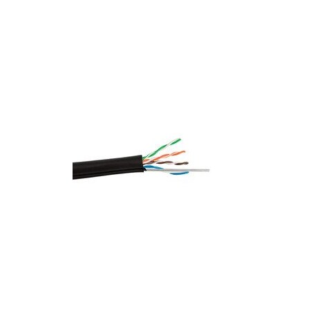 Cable Wholesale Cat6 Aerial w/Messenger, 23 AWG , Solid Copper Ethernet Cable, POE Compliant, Spool, Black, 1000 ft 12X8-022NH