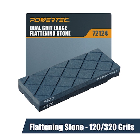Powertec Large Flattening Stone, 120/320 Dual Grit Sharpening Stone Flatener, Diamond Grooves Sharpening Stone 72124