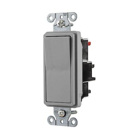 Hubbell Wall Switch, 1/2 hp, Rocker, 15 A, Gray DS115STGY