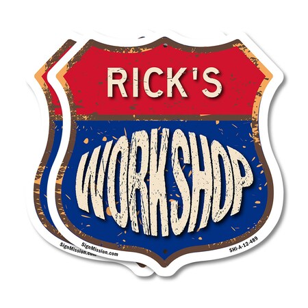 Signmission Rick's Workshop, 12 inch X 12 inch, Aluminum Metal Sign, 2PK SHI-A-2PACK-12-489-RICK